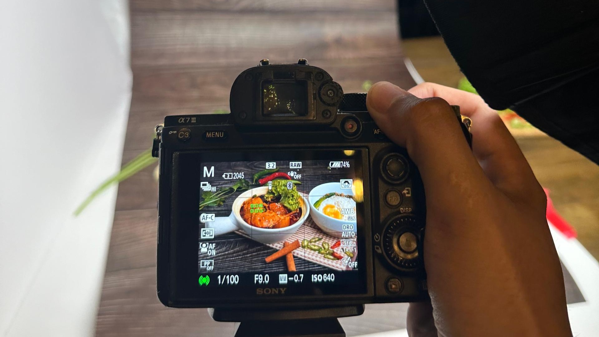 Behind the scenes setup for food photography